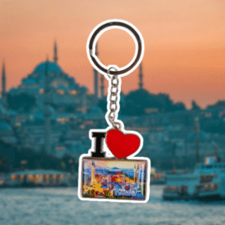 Anahtarlık I Love İstanbul Temalı Ayasofya Tasarımlı 45x100mm