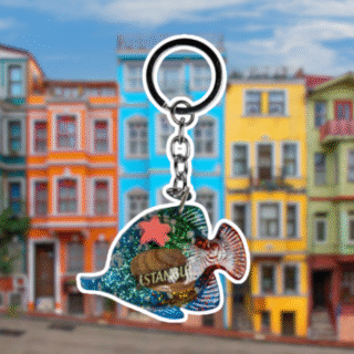 Anahtarlık Balık Şekilli Deniz Tasarımlı İstanbul Yazılı 35x70mm