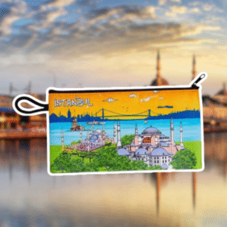 Kumaş Cüzdan Ayasofya Kız Kulesi Boğaz Köprüsü Tasarımlı 183x97mm